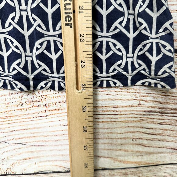 Tory Burch Silk Long Sleeve Top Women’s M Navy White Geometric Print Lightweight - Picture 5 of 11